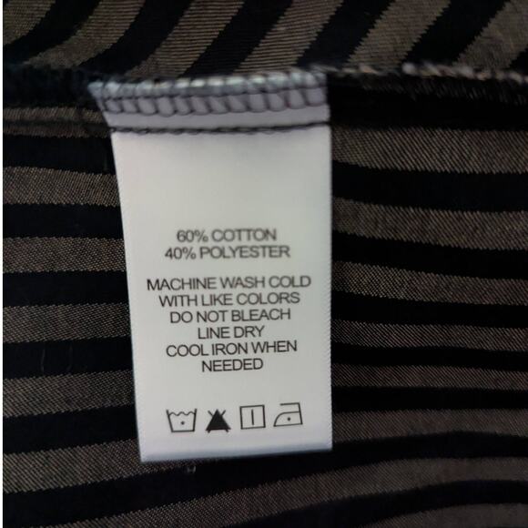 FOXCROFT 16 Tan Black Striped Button Up Wrinkle Free Women's Career Top - Picture 5 of 5